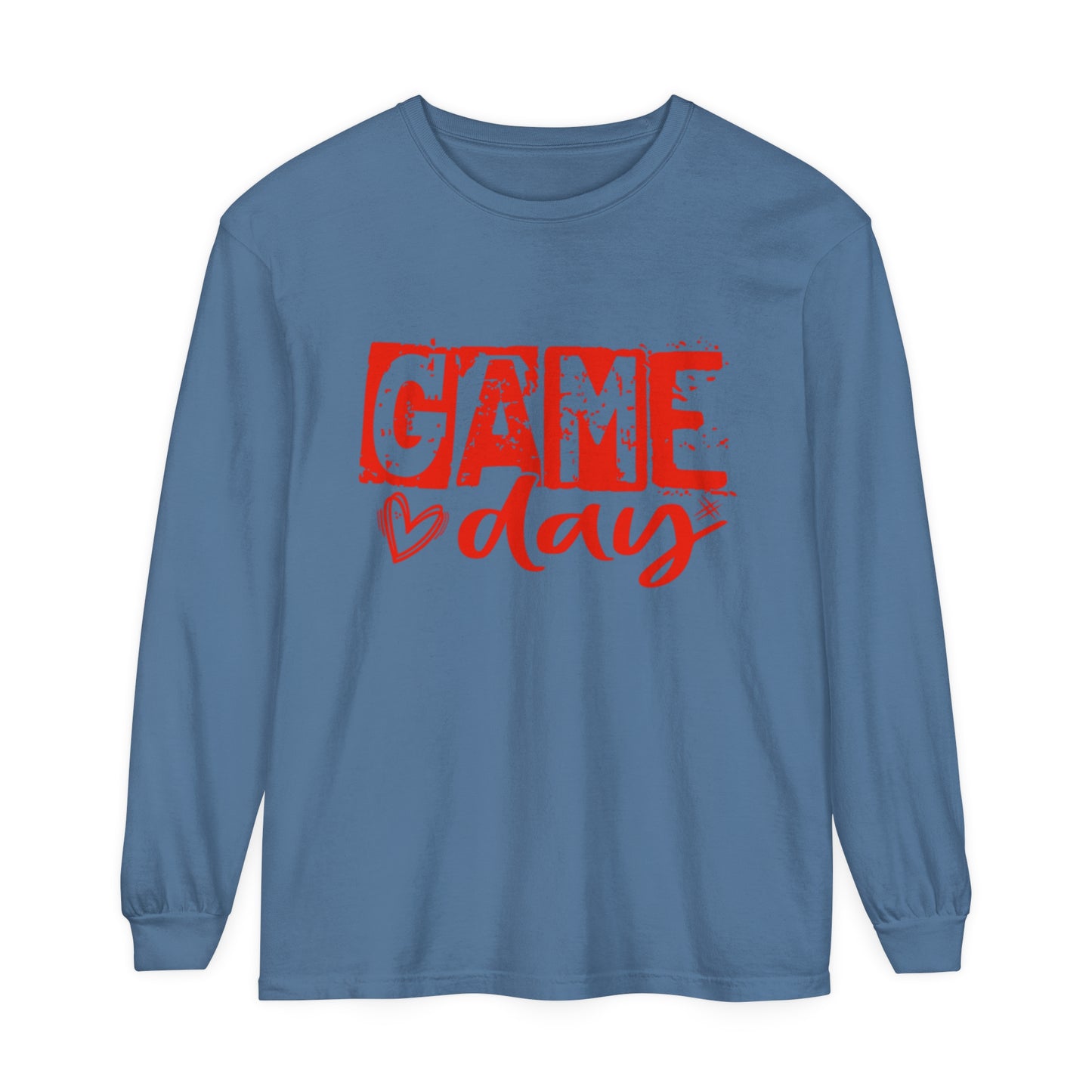 Game Day Grunge Red Unisex Garment-dyed Long Sleeve T-Shirt