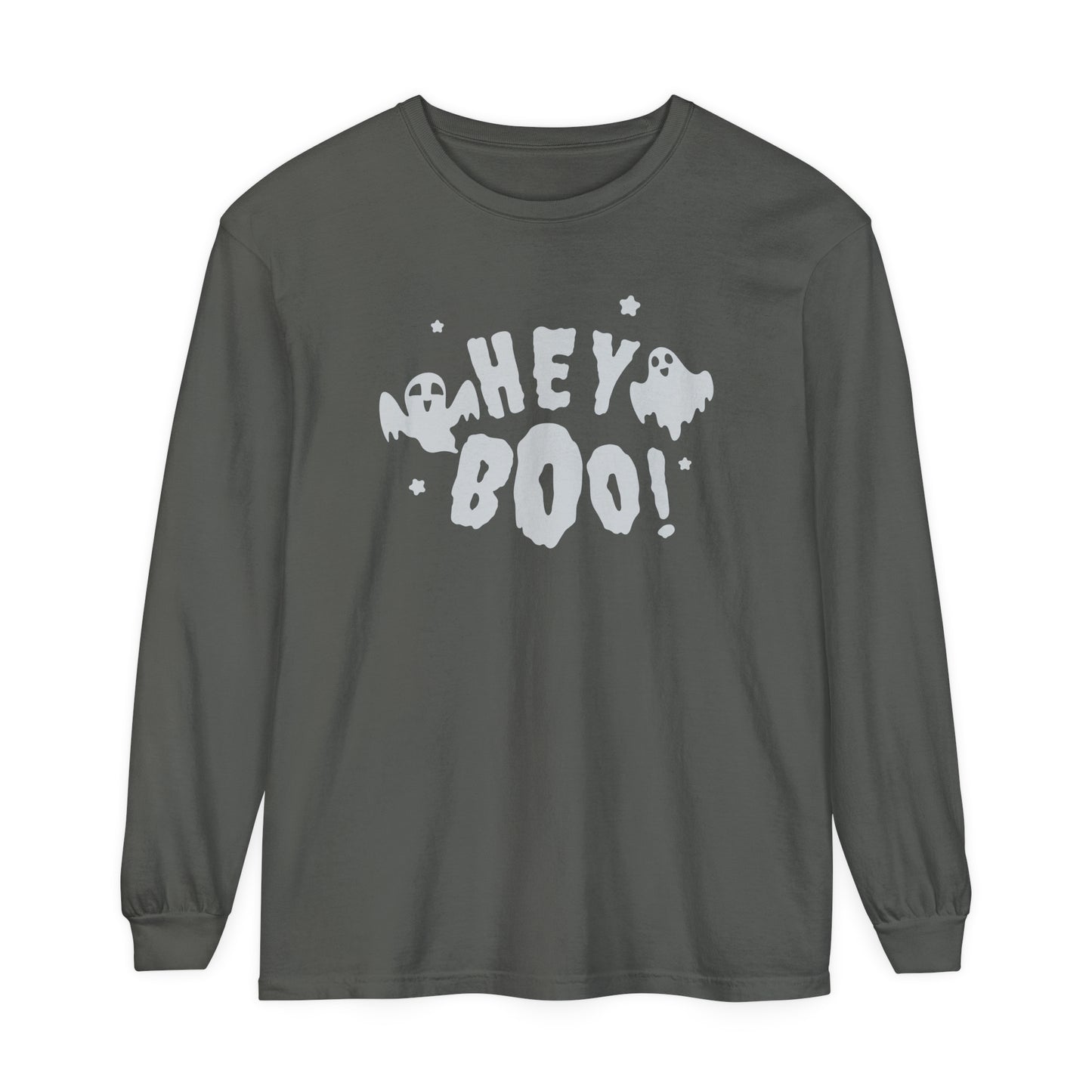 Hey Boo Unisex Garment-dyed Long Sleeve T-Shirt