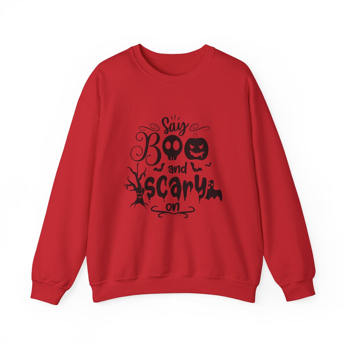Say Boo and Scare On Unisex Heavy Blend™ Crewneck Sweatshirt