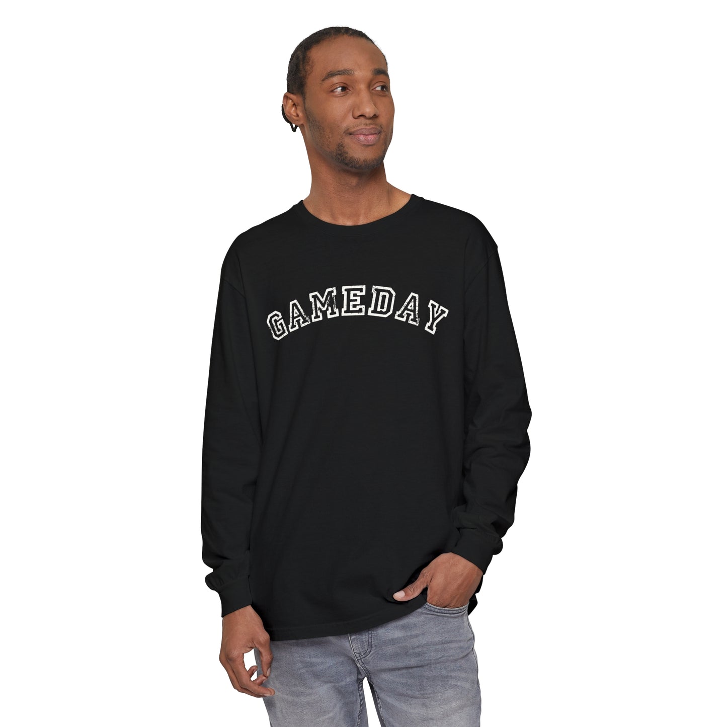 Game Day Curved Block Unisex Garment-dyed Long Sleeve T-Shirt