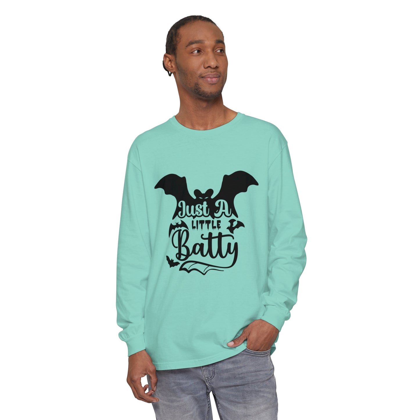 Just a Little Batty Unisex Garment-dyed Long Sleeve T-Shirt