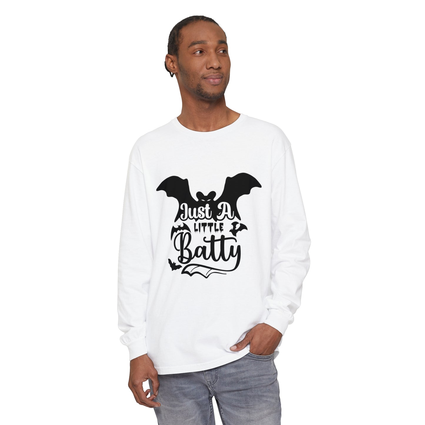 Just a Little Batty Unisex Garment-dyed Long Sleeve T-Shirt