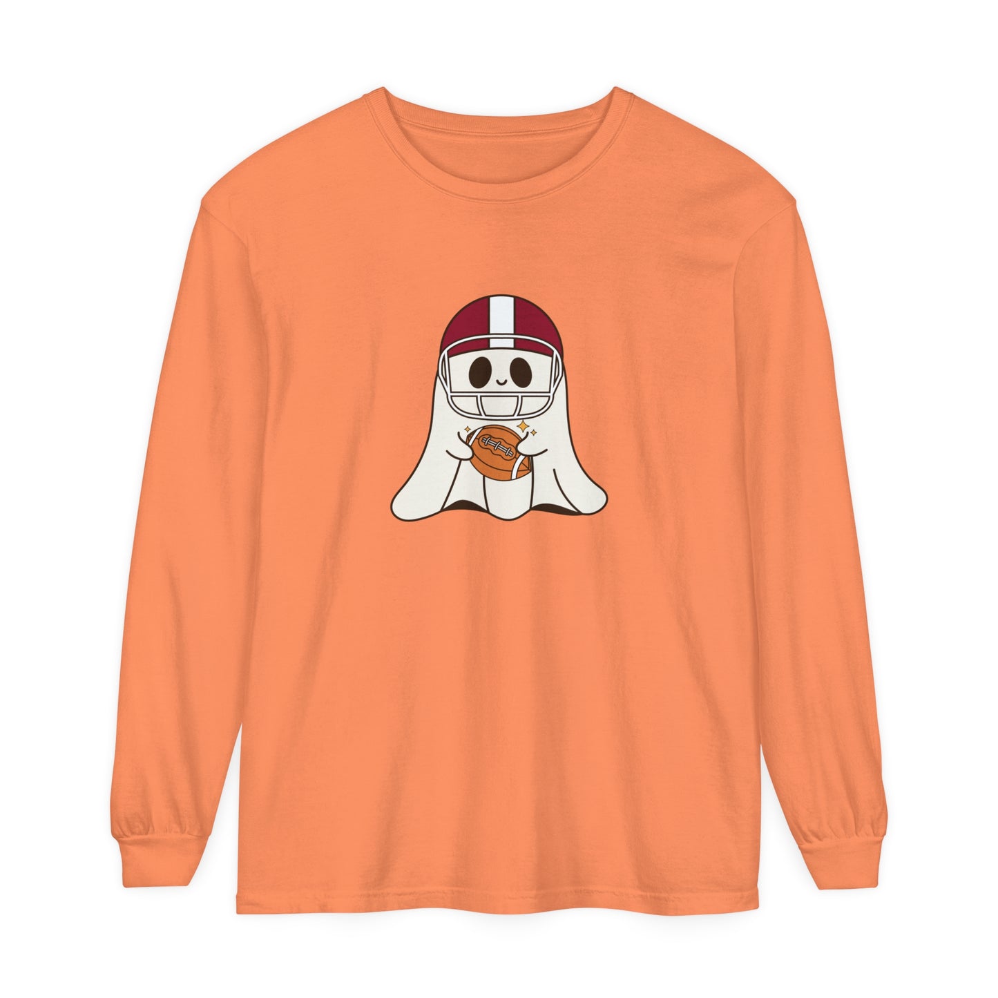 Football Ghost Unisex Garment-dyed Long Sleeve T-Shirt