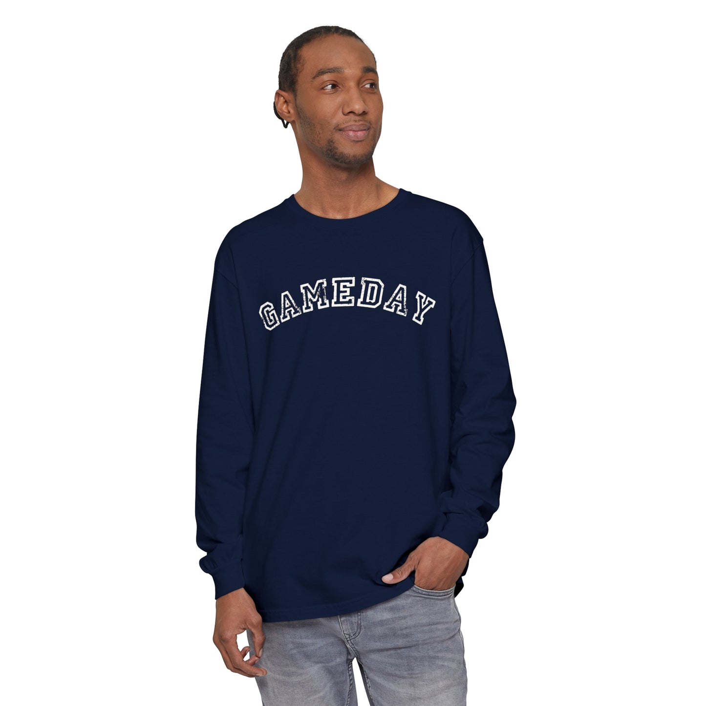 Game Day Curved Block Unisex Garment-dyed Long Sleeve T-Shirt