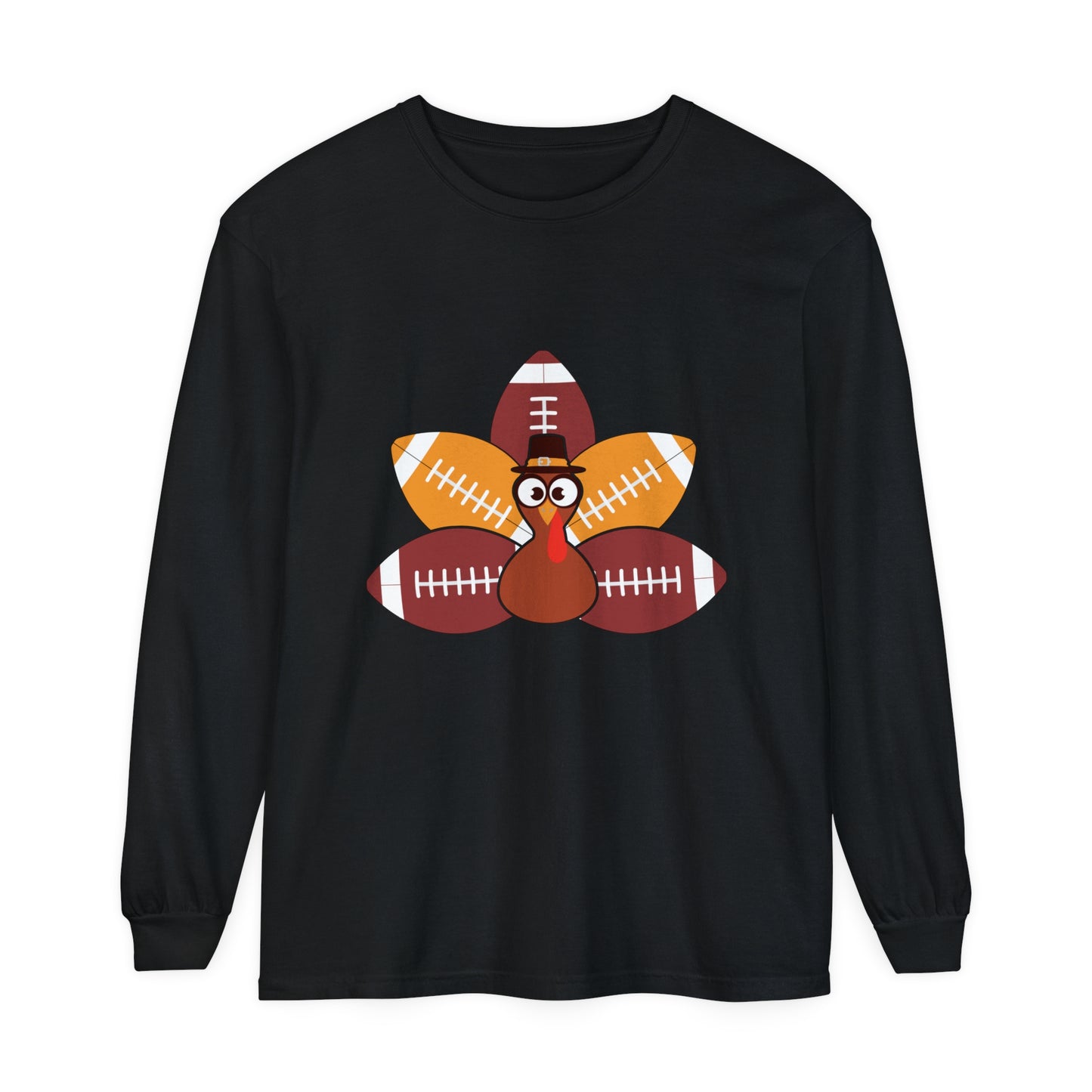 Turkey Football Tail Unisex Garment-dyed Long Sleeve T-Shirt