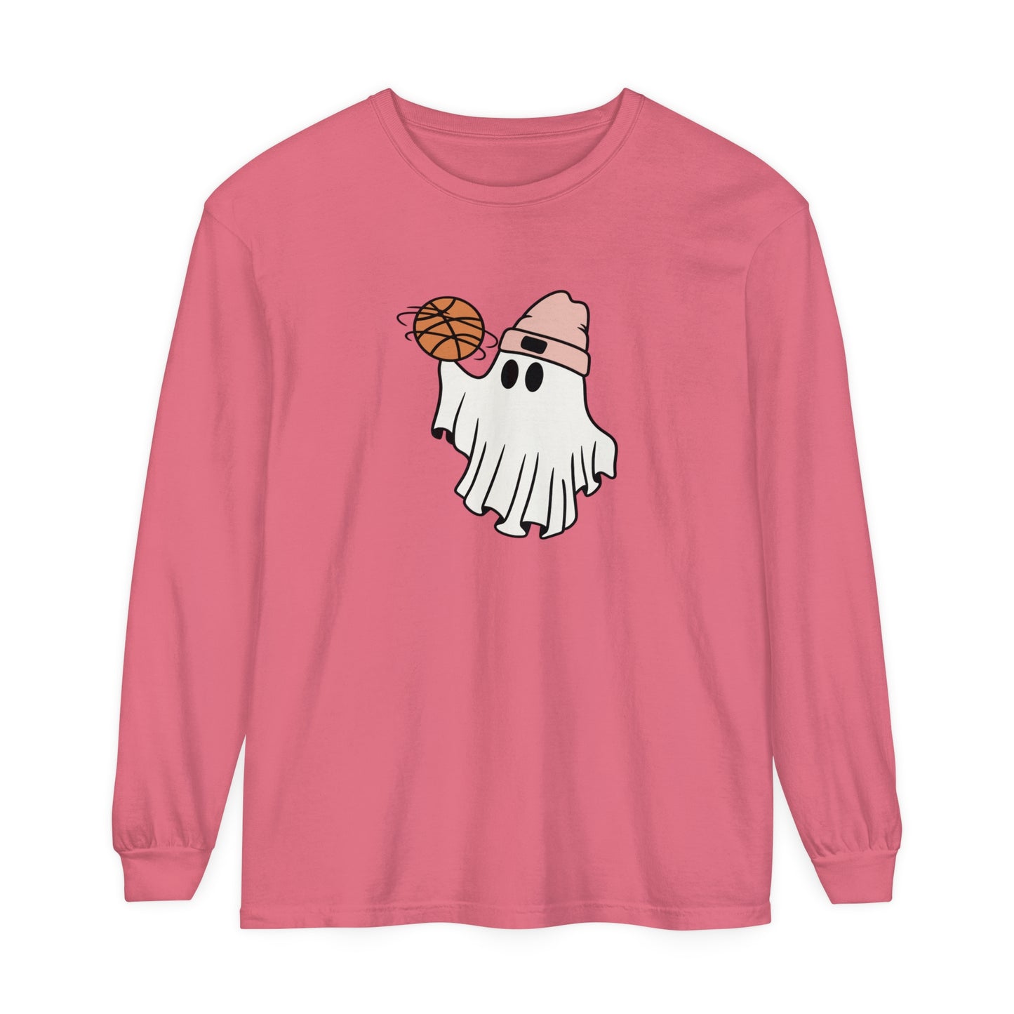 Basketball Ghost Unisex Garment-dyed Long Sleeve T-Shirt