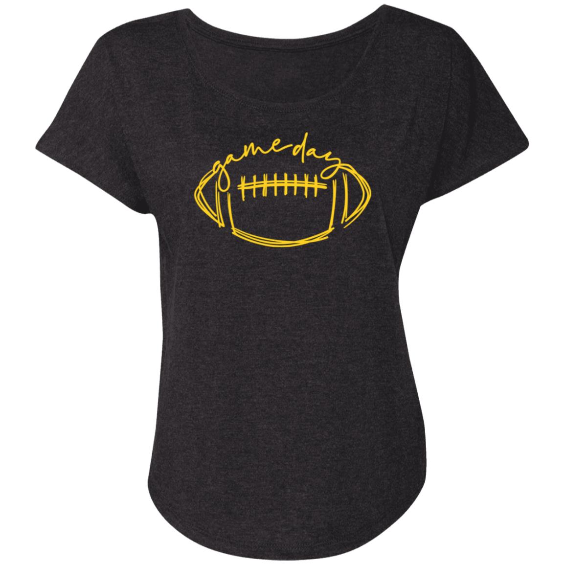 Game Day Football Yellow NL6760 Ladies' Triblend Dolman Sleeve