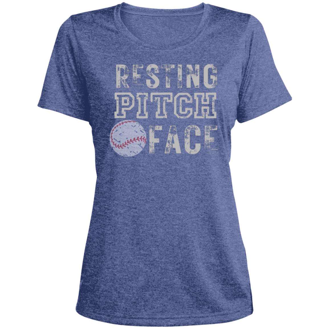 Resting Pitch Face LST360 Ladies' Heather Scoop Neck Performance Tee