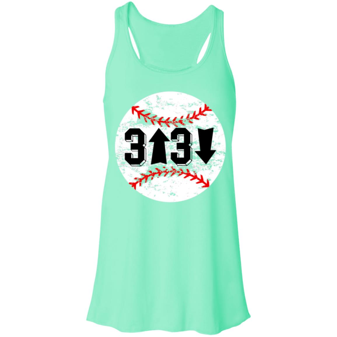 3 up 3 down baseball laces Flowy Racerback Tank