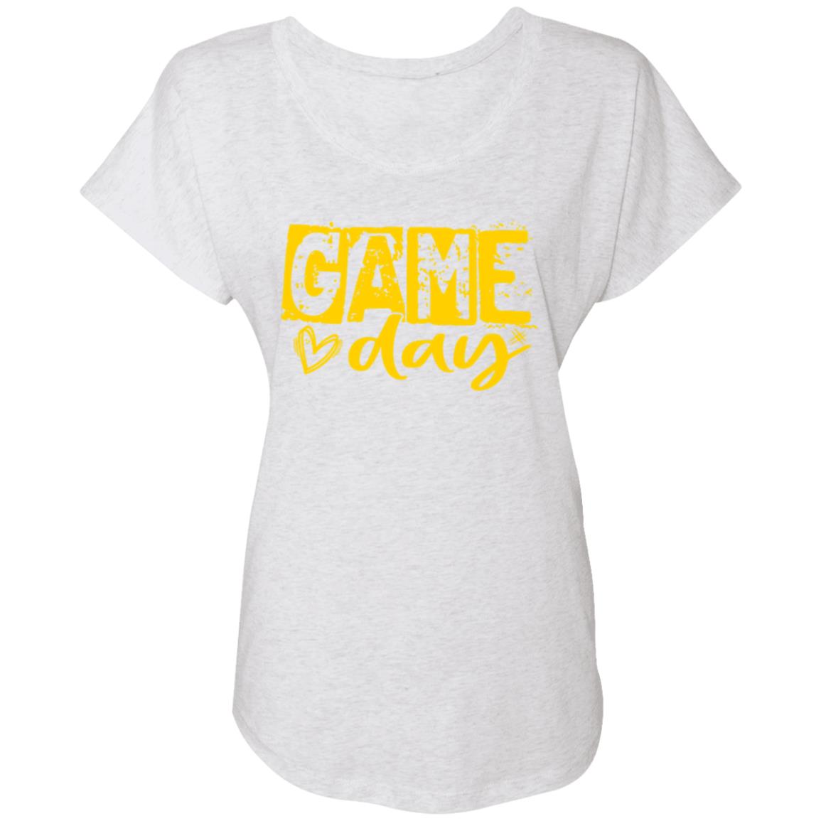Game Day Grunge Yellow NL6760 Ladies' Triblend Dolman Sleeve