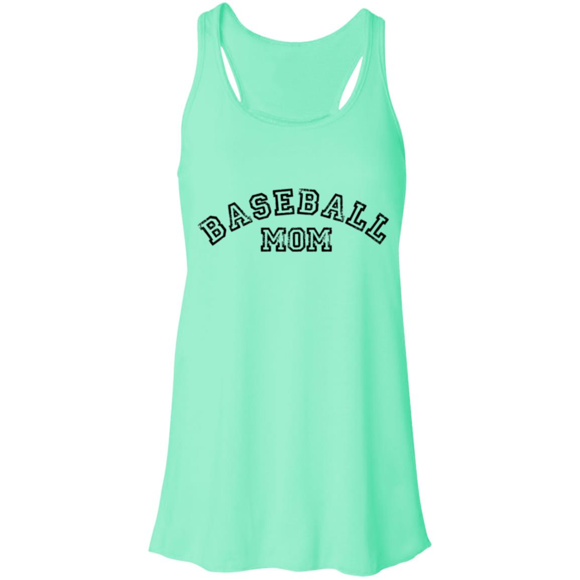 Baseball Mom Curved black B8800 Flowy Racerback Tank