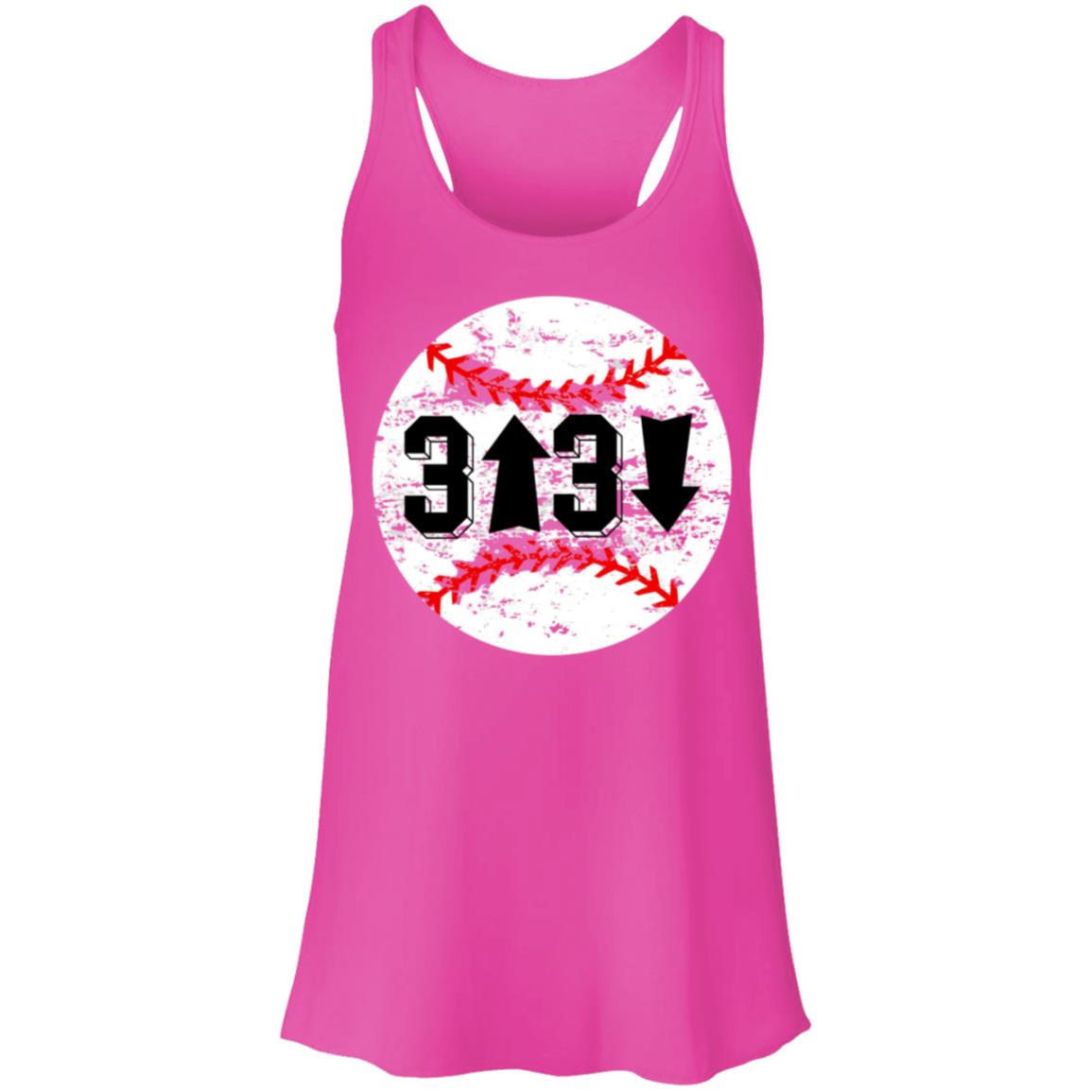 3 up 3 down baseball laces Flowy Racerback Tank