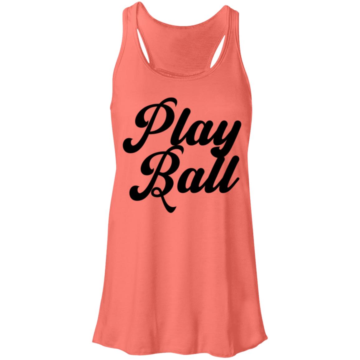 Play Ball Script black B8800 Flowy Racerback Tank
