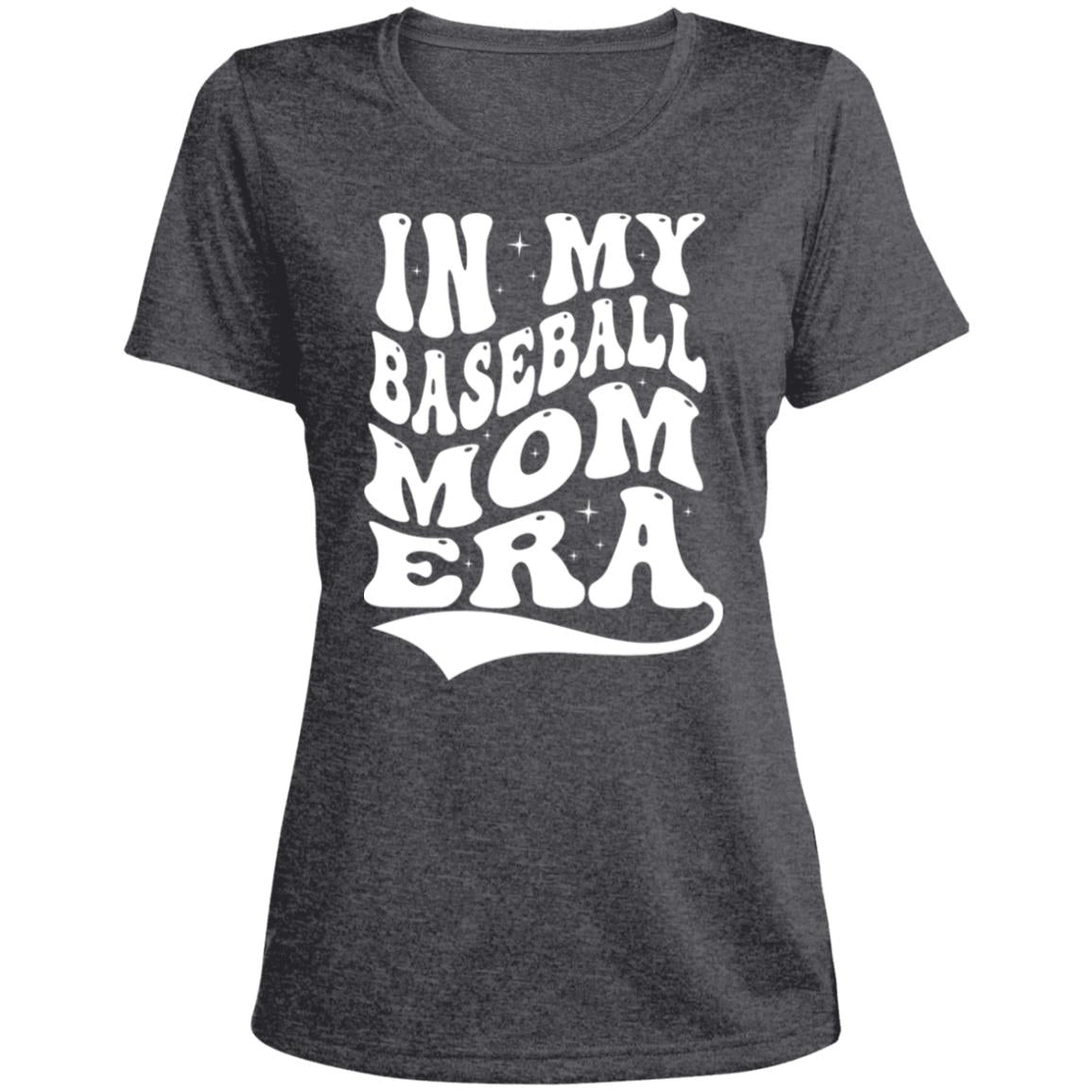 Baseball Mom Era LST360 Ladies' Heather Scoop Neck Performance Tee