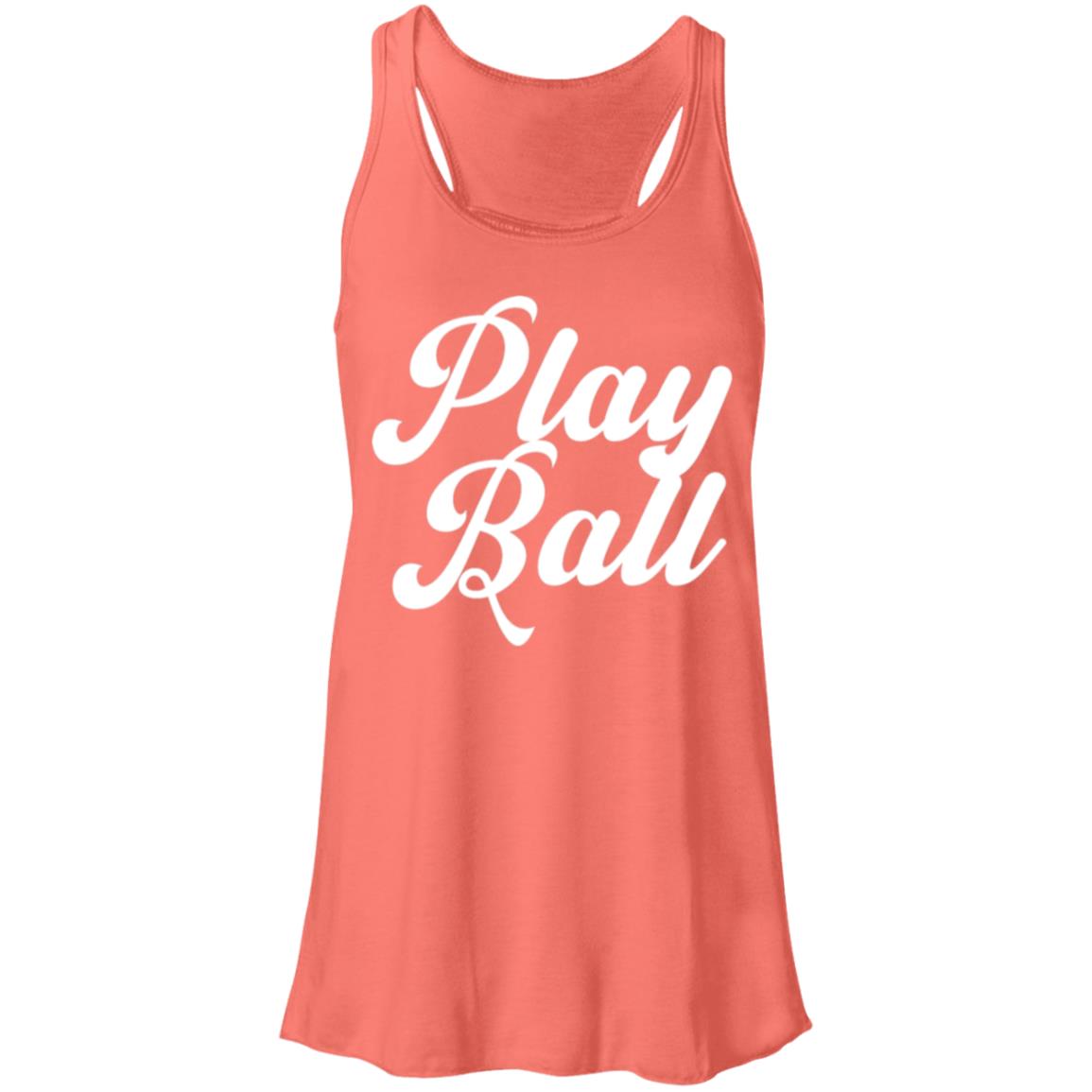 Play  Ball script white B8800 Flowy Racerback Tank