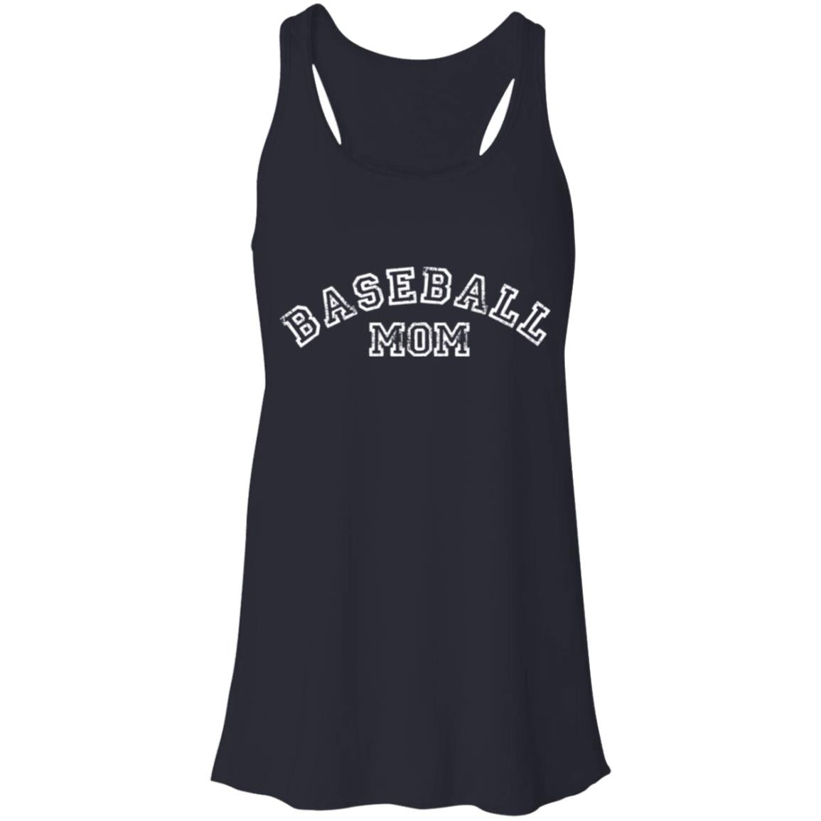 Baseball Mom Curved white B8800 Flowy Racerback Tank