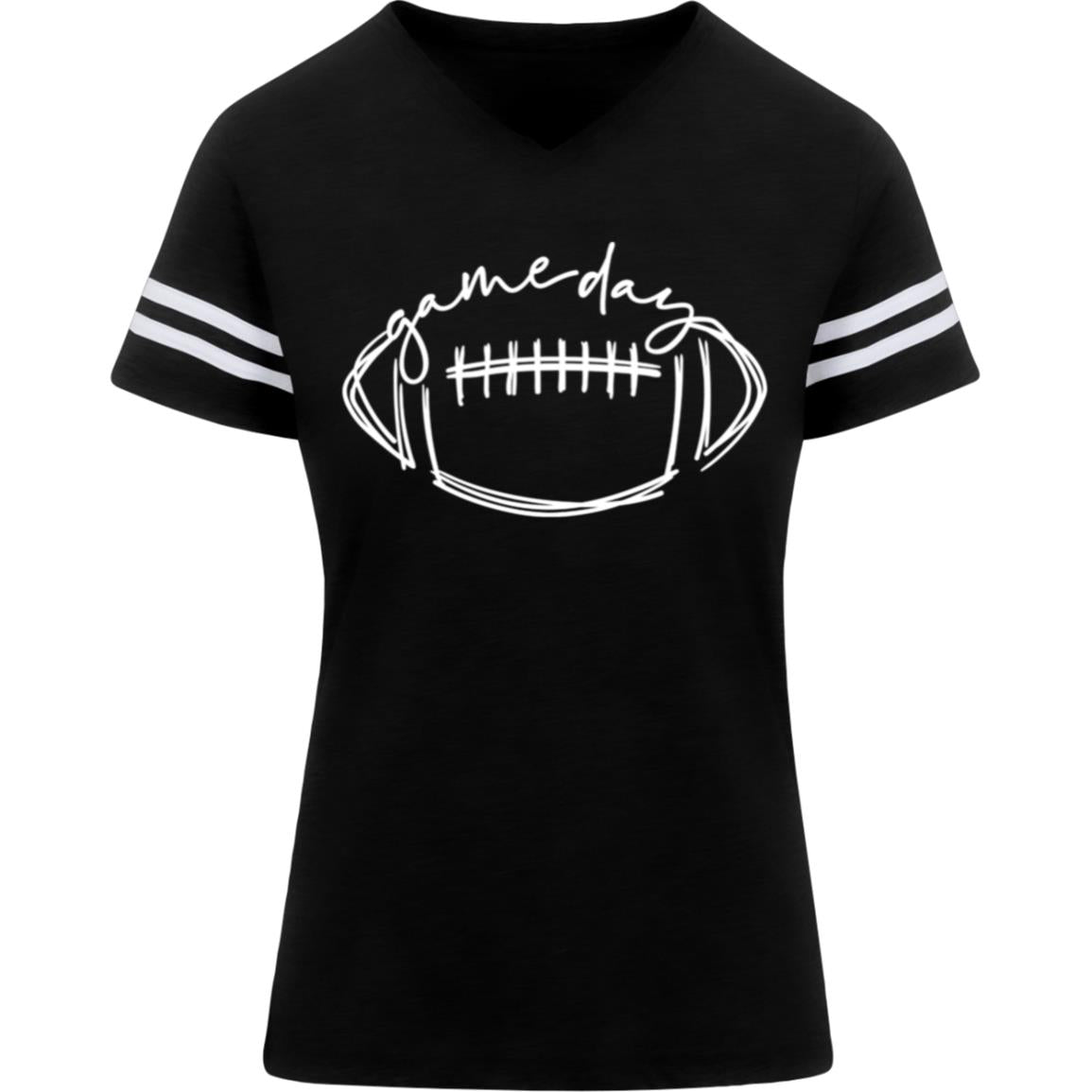 Game Day White Football 3537 LAT Womens Football Tee