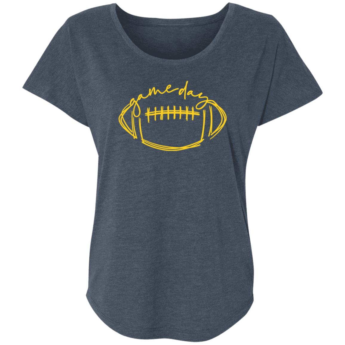 Game Day Football Yellow NL6760 Ladies' Triblend Dolman Sleeve