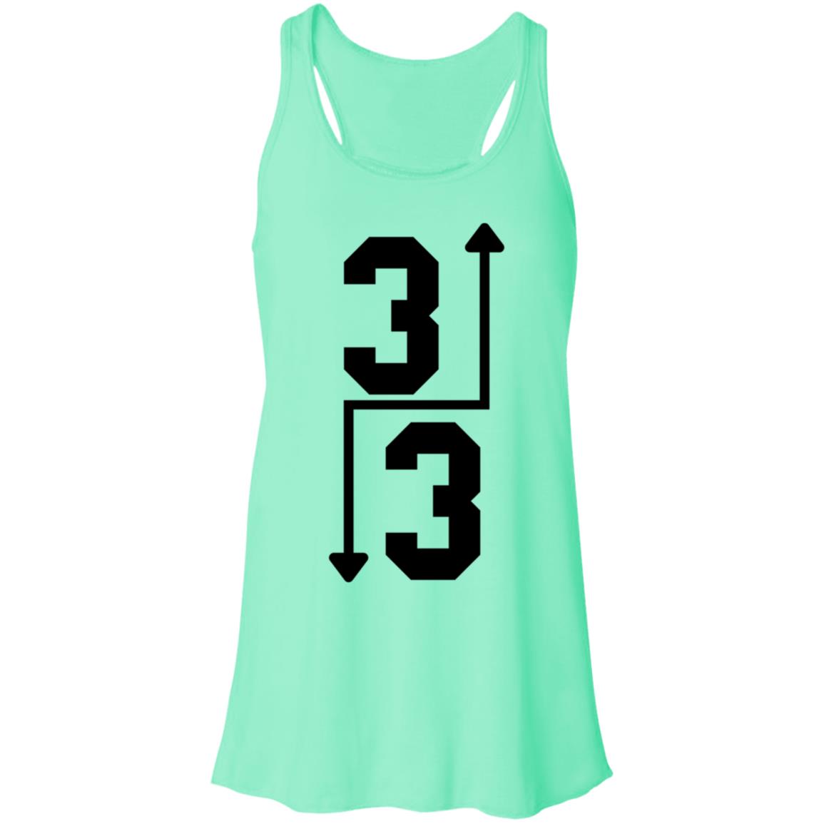 3 Up 3 Down continuous arrow black B8800 Flowy Racerback Tank