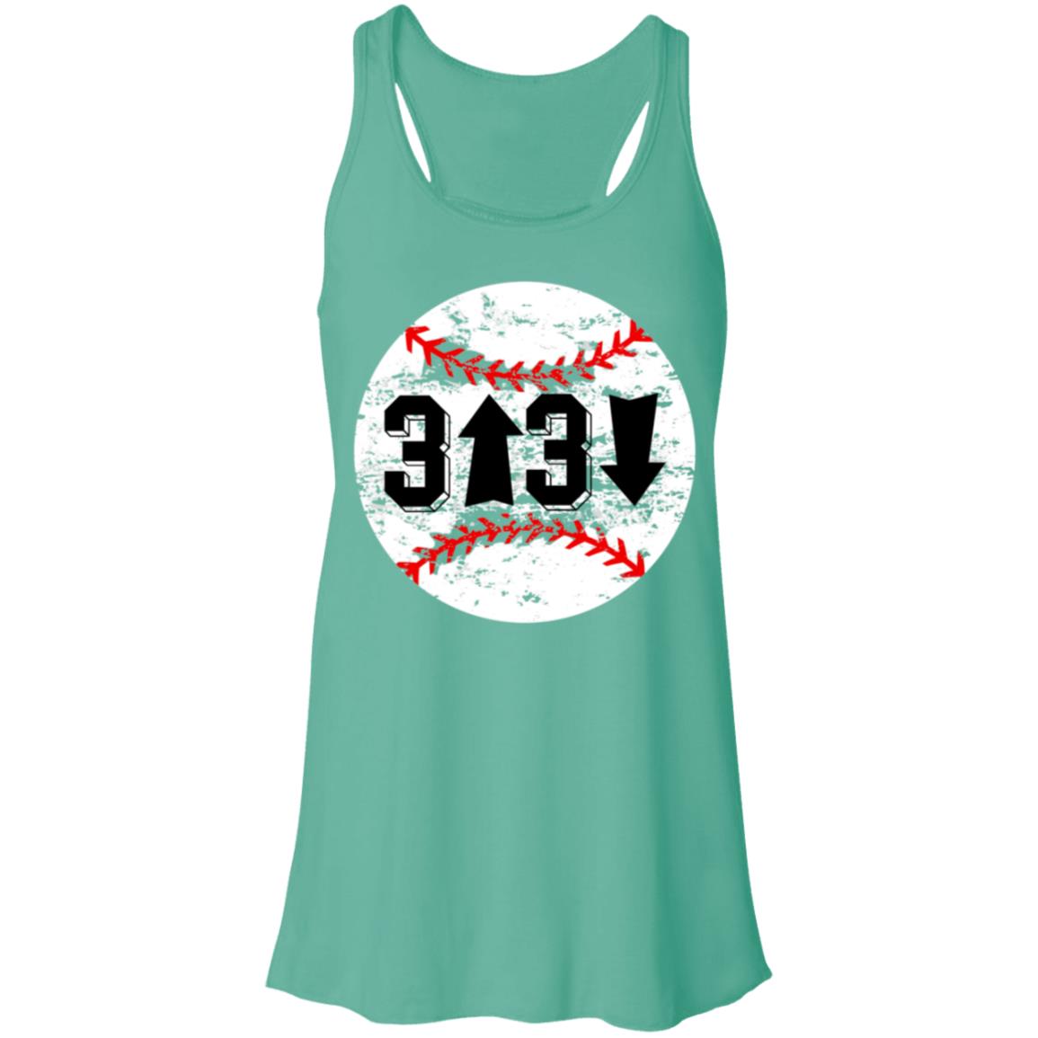 3 up 3 down baseball laces Flowy Racerback Tank