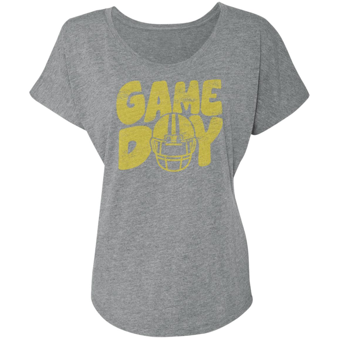 Game Day Helmet Yellow NL6760 Ladies' Triblend Dolman Sleeve