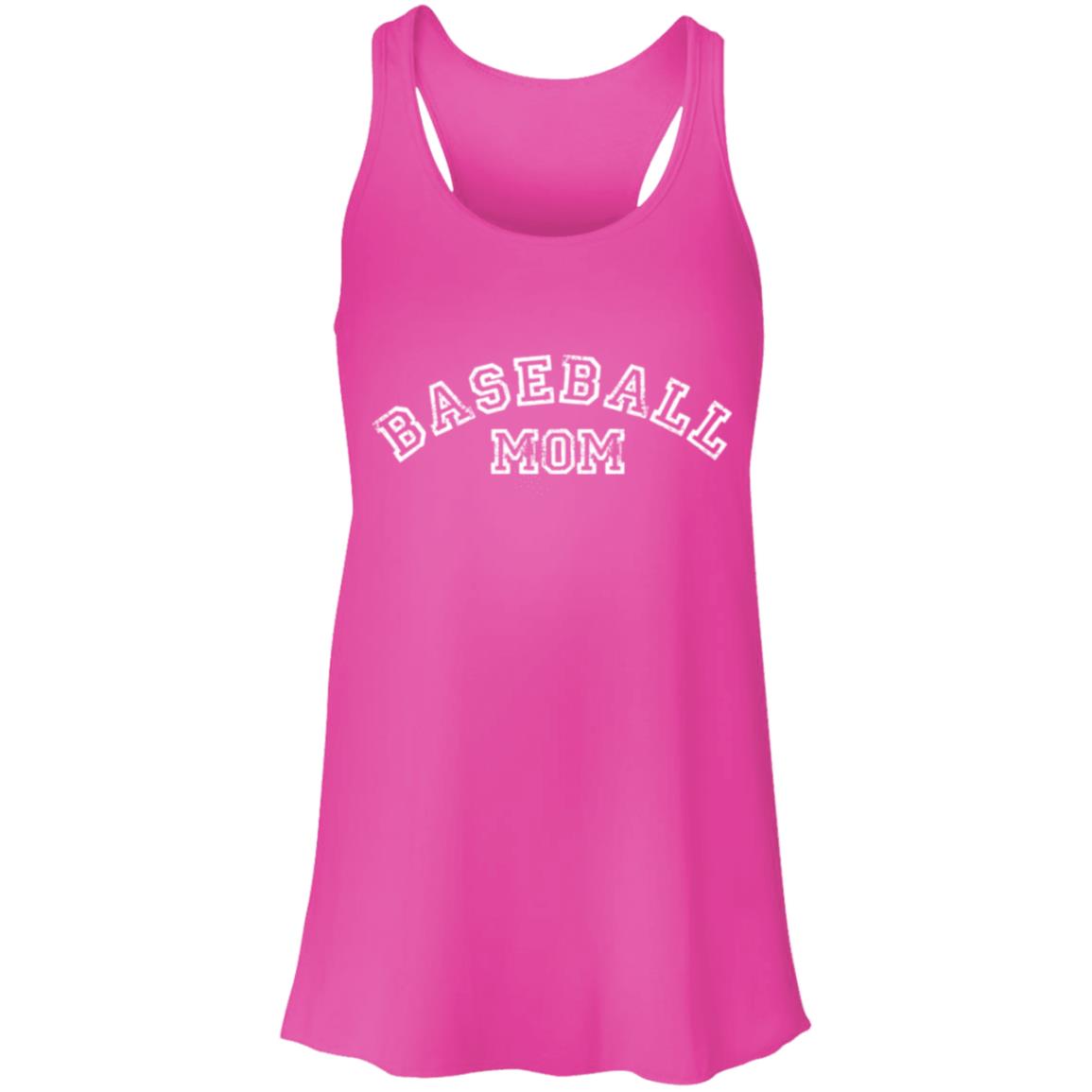 Baseball Mom Curved white B8800 Flowy Racerback Tank