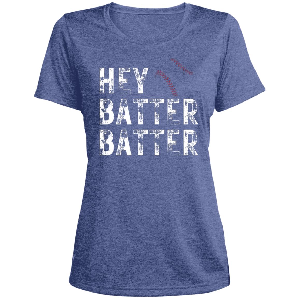 Hey Batter Batter LST360 Ladies' Heather Scoop Neck Performance Tee