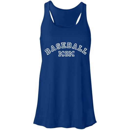 Baseball Mom Curved white B8800 Flowy Racerback Tank