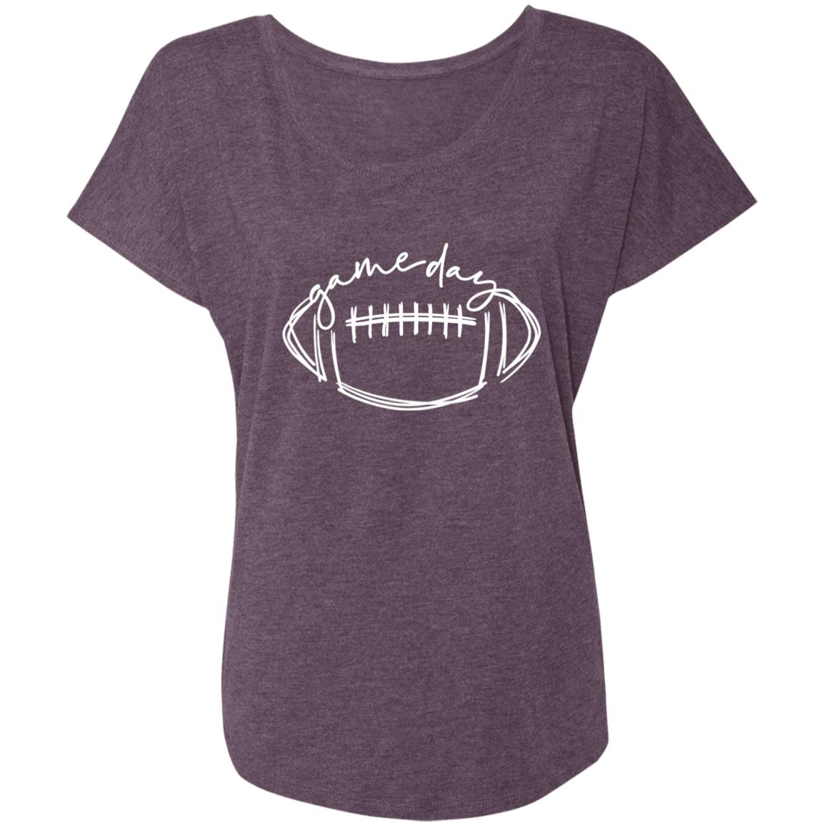 Game Day White Football NL6760 Ladies' Triblend Dolman Sleeve