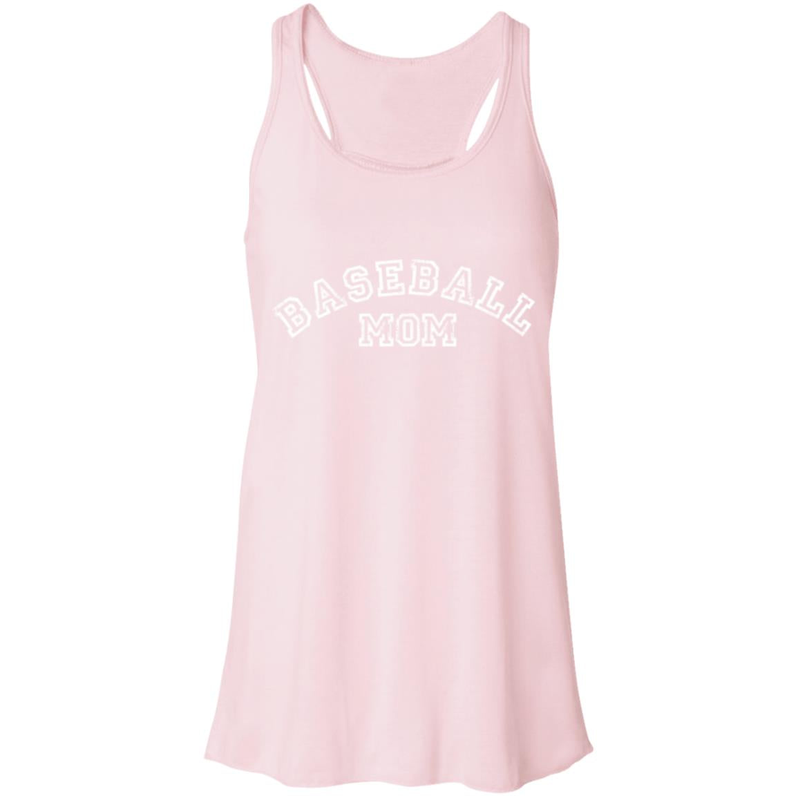 Baseball Mom Curved white B8800 Flowy Racerback Tank