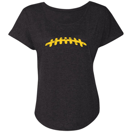 Football Laces Yellow NL6760 Ladies' Triblend Dolman Sleeve