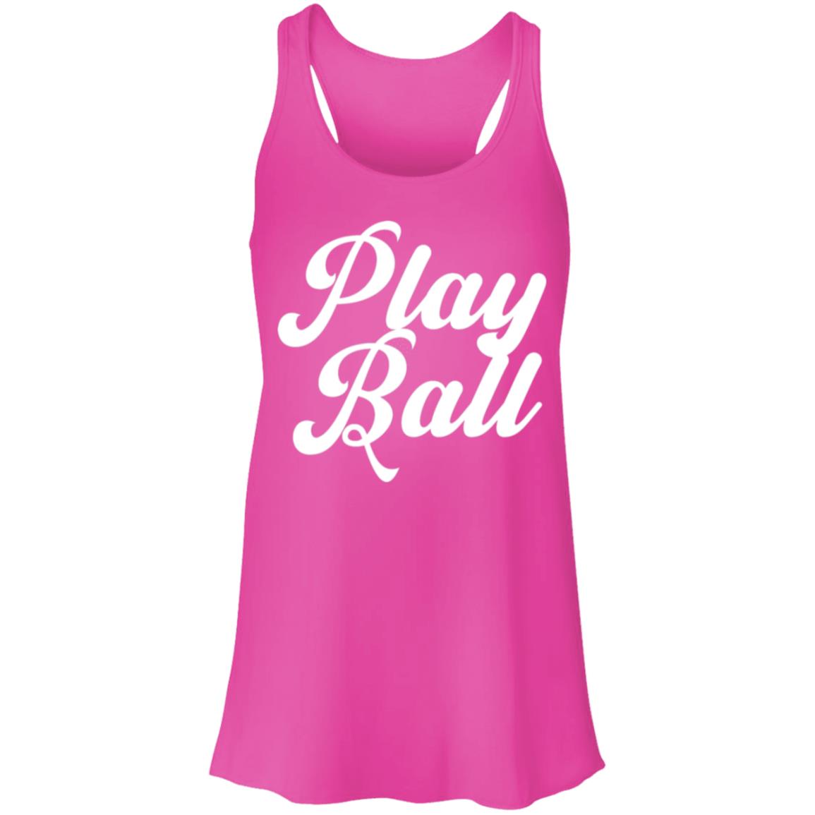 Play  Ball script white B8800 Flowy Racerback Tank