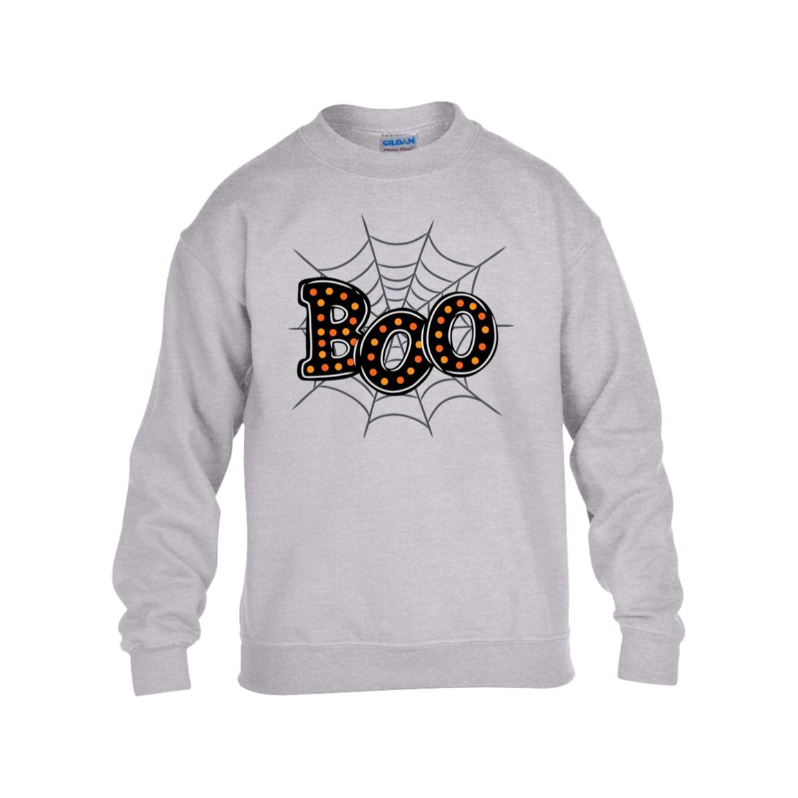 Boo Spider Web G180B Gildan Kids Heavy Blend Fleece Crew