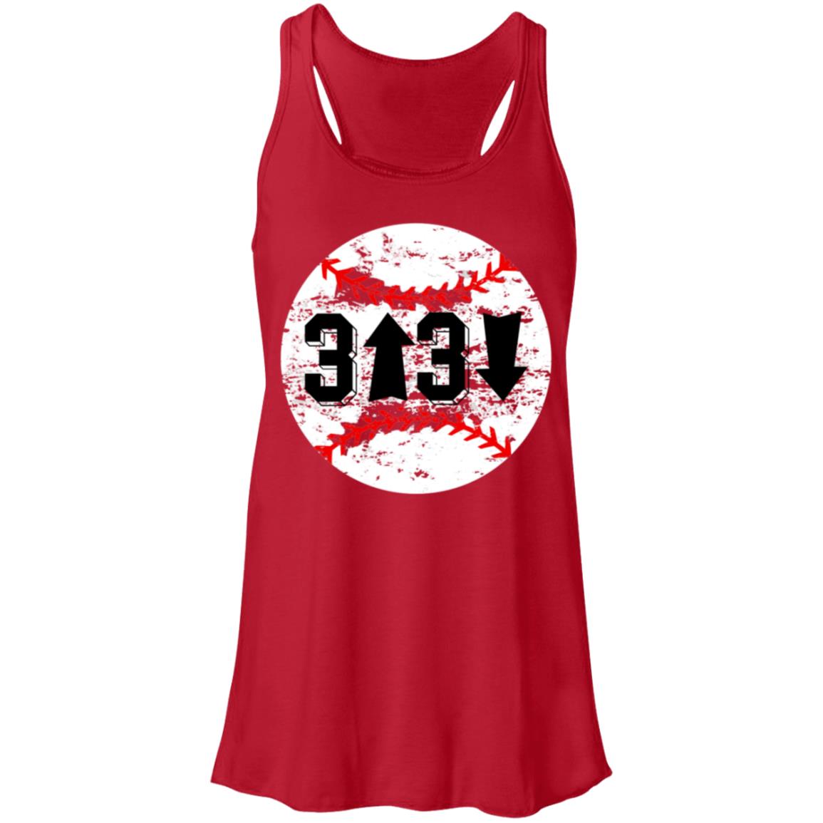 3 up 3 down baseball laces Flowy Racerback Tank