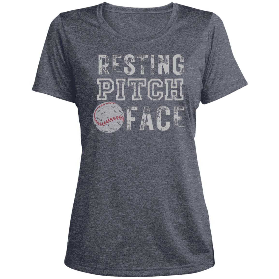 Resting Pitch Face LST360 Ladies' Heather Scoop Neck Performance Tee