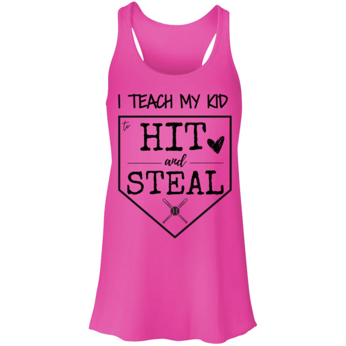 I teach my kid to hit and steal black  B8800 Flowy Racerback Tank