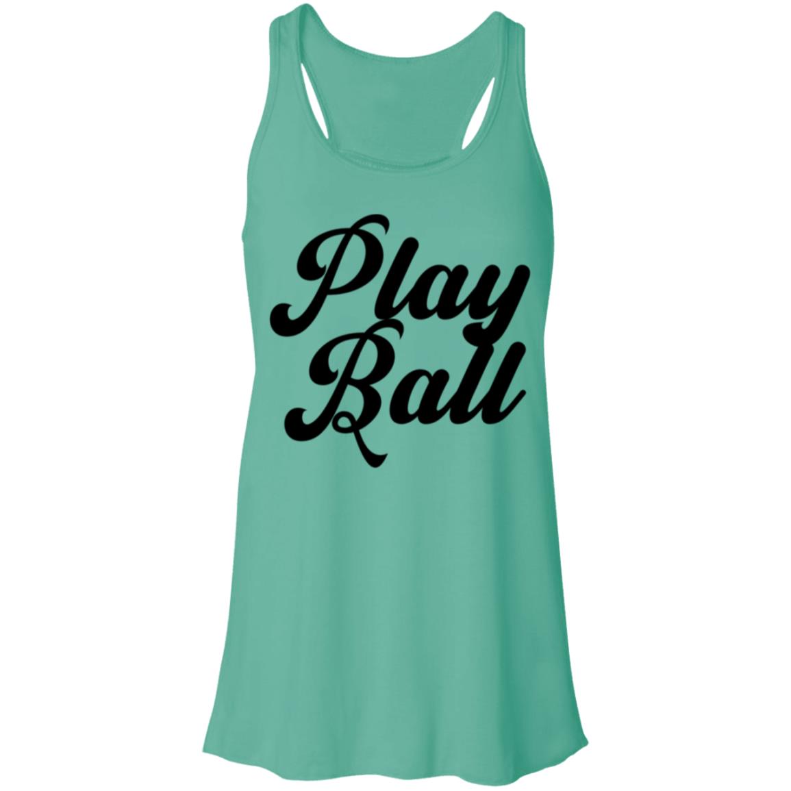 Play Ball Script black B8800 Flowy Racerback Tank