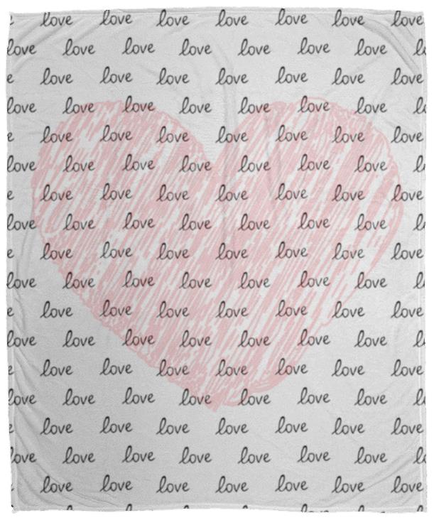 Love Script with Heart VPM Cozy Plush Fleece Blanket - 50x60