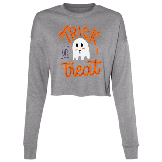 Trick or Treat Ghost B7503 Ladies' Cropped Fleece Crew