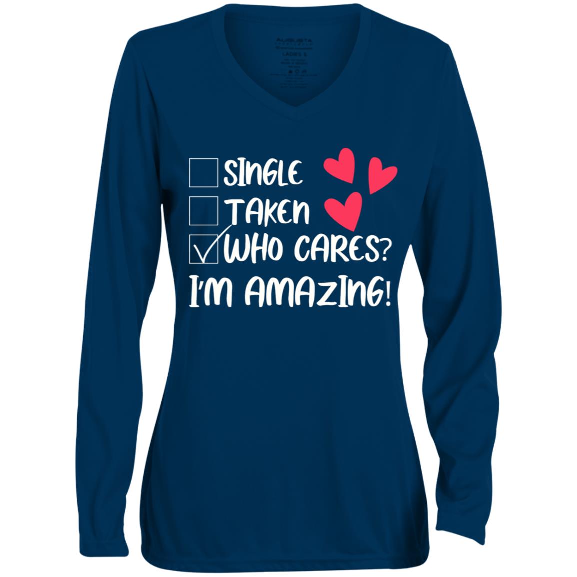 I'm Amazing Ladies' Moisture-Wicking Long Sleeve V-Neck Tee