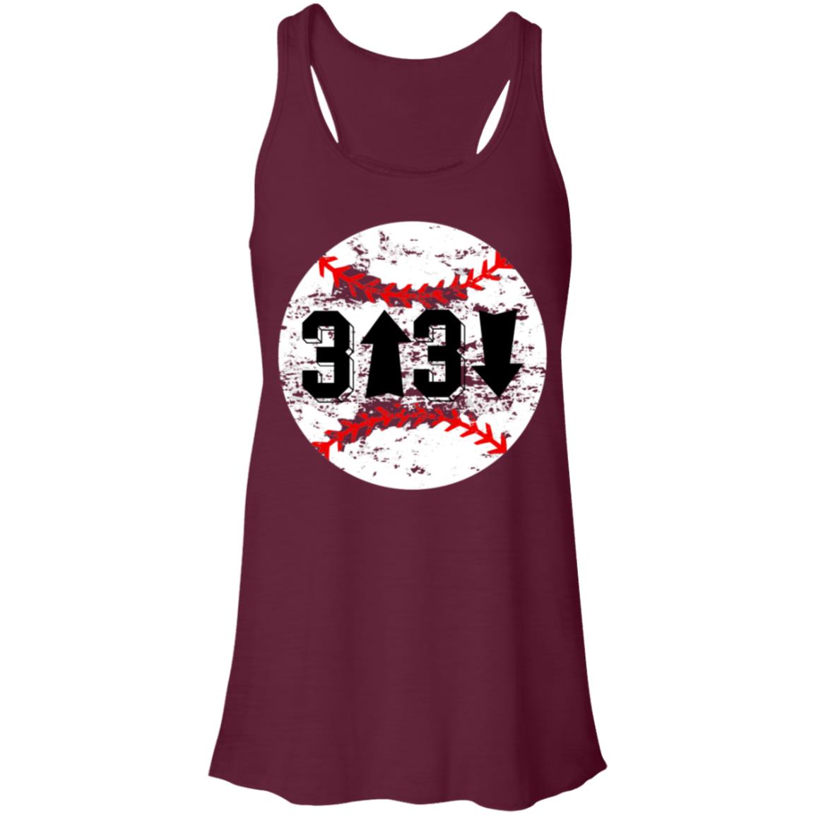 3 up 3 down baseball laces Flowy Racerback Tank