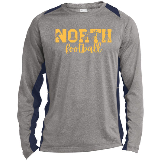 North Football ST361LS Long Sleeve Heather Colorblock Performance Tee