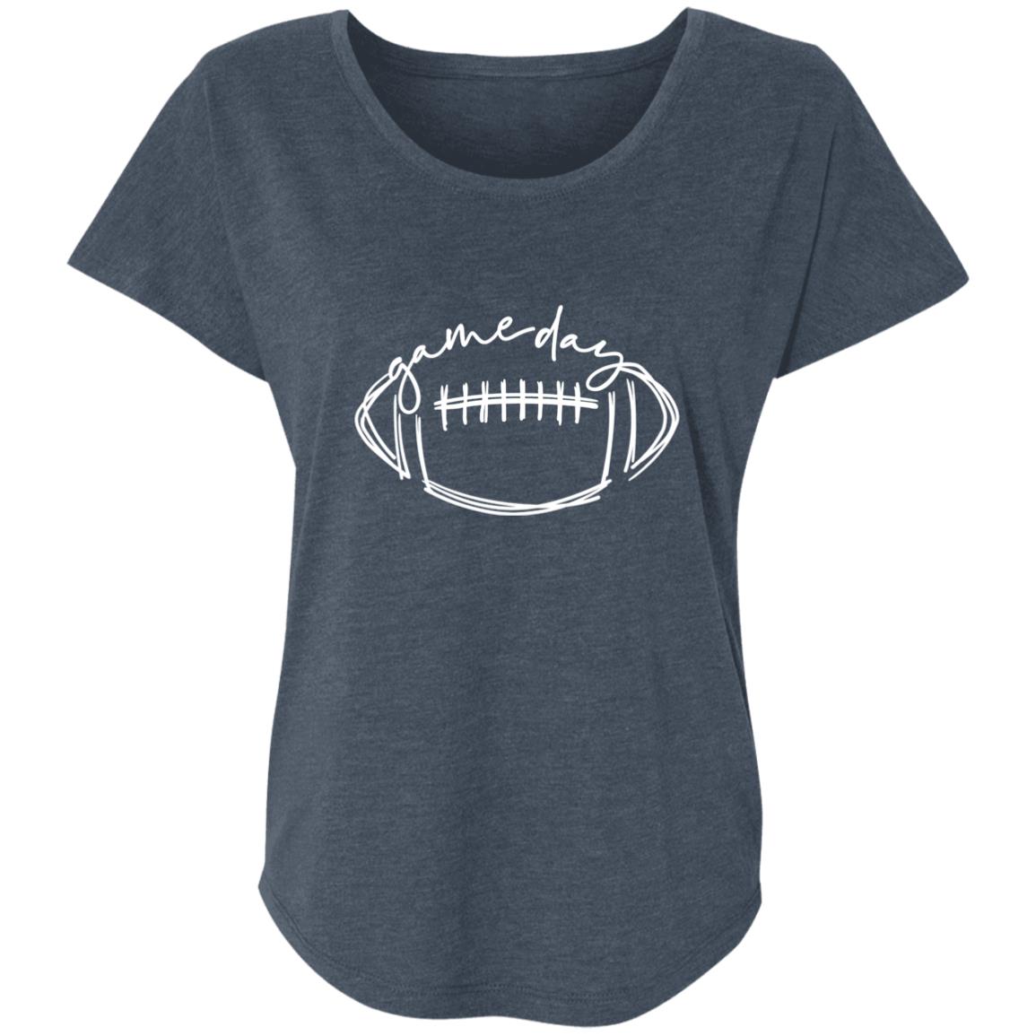 Game Day White Football NL6760 Ladies' Triblend Dolman Sleeve