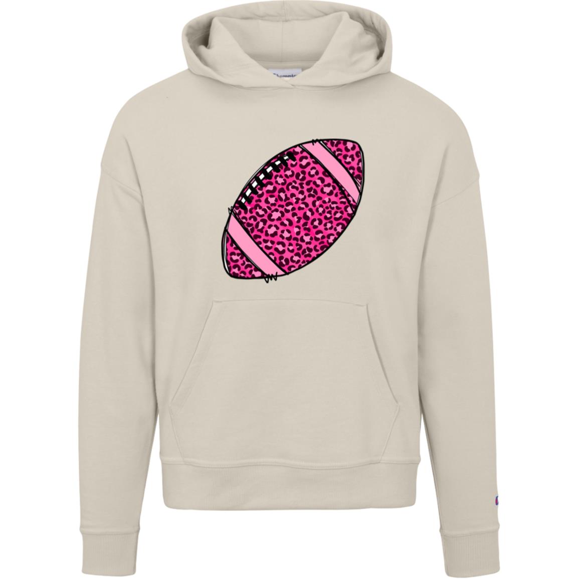 Pink Cheetah football S760 Champion Womens Powerblend Hoodie