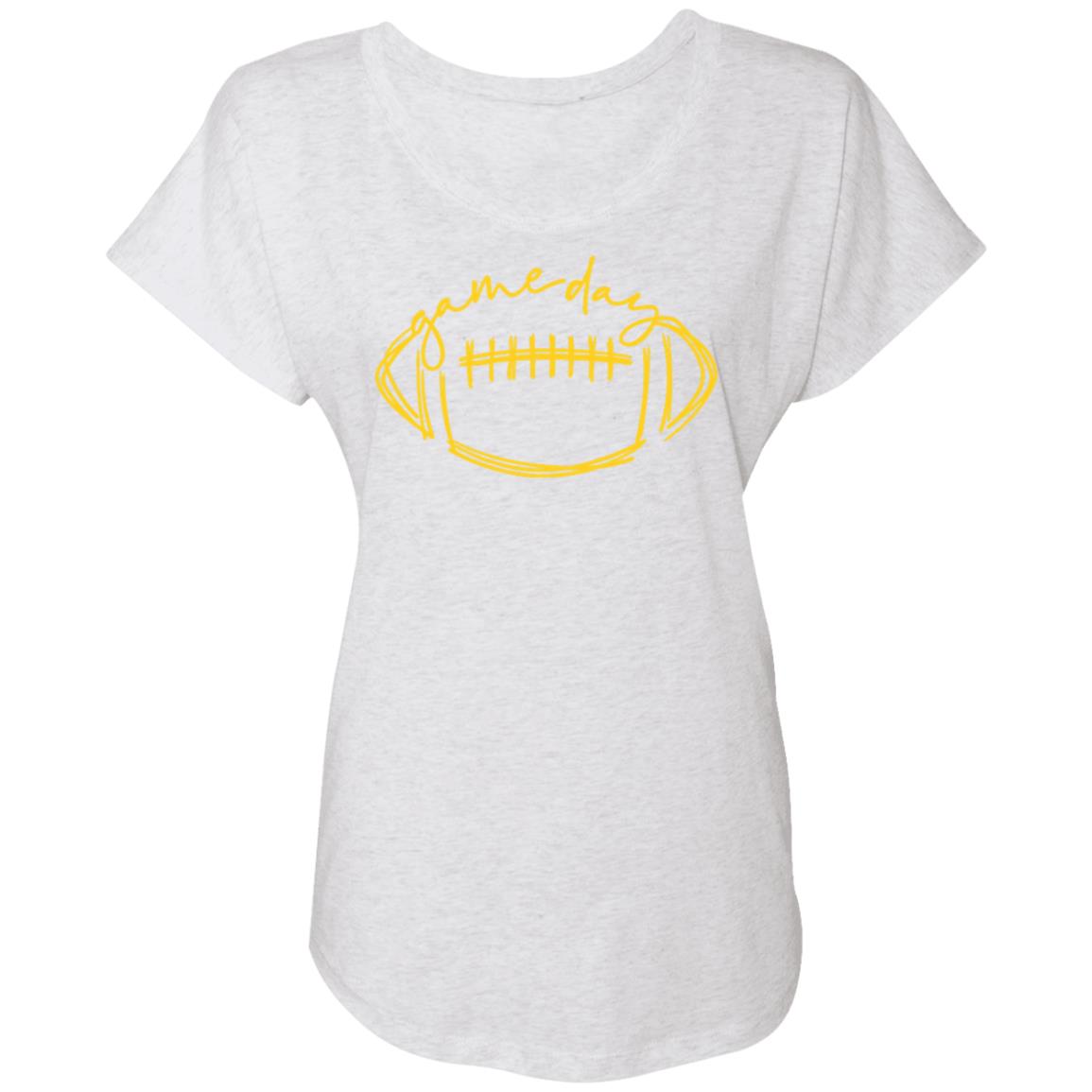 Game Day Football Yellow NL6760 Ladies' Triblend Dolman Sleeve