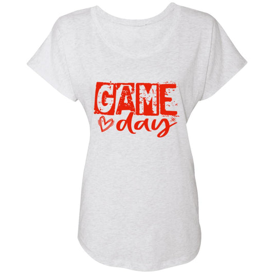 Game Day Grunge Red NL6760 Ladies' Triblend Dolman Sleeve