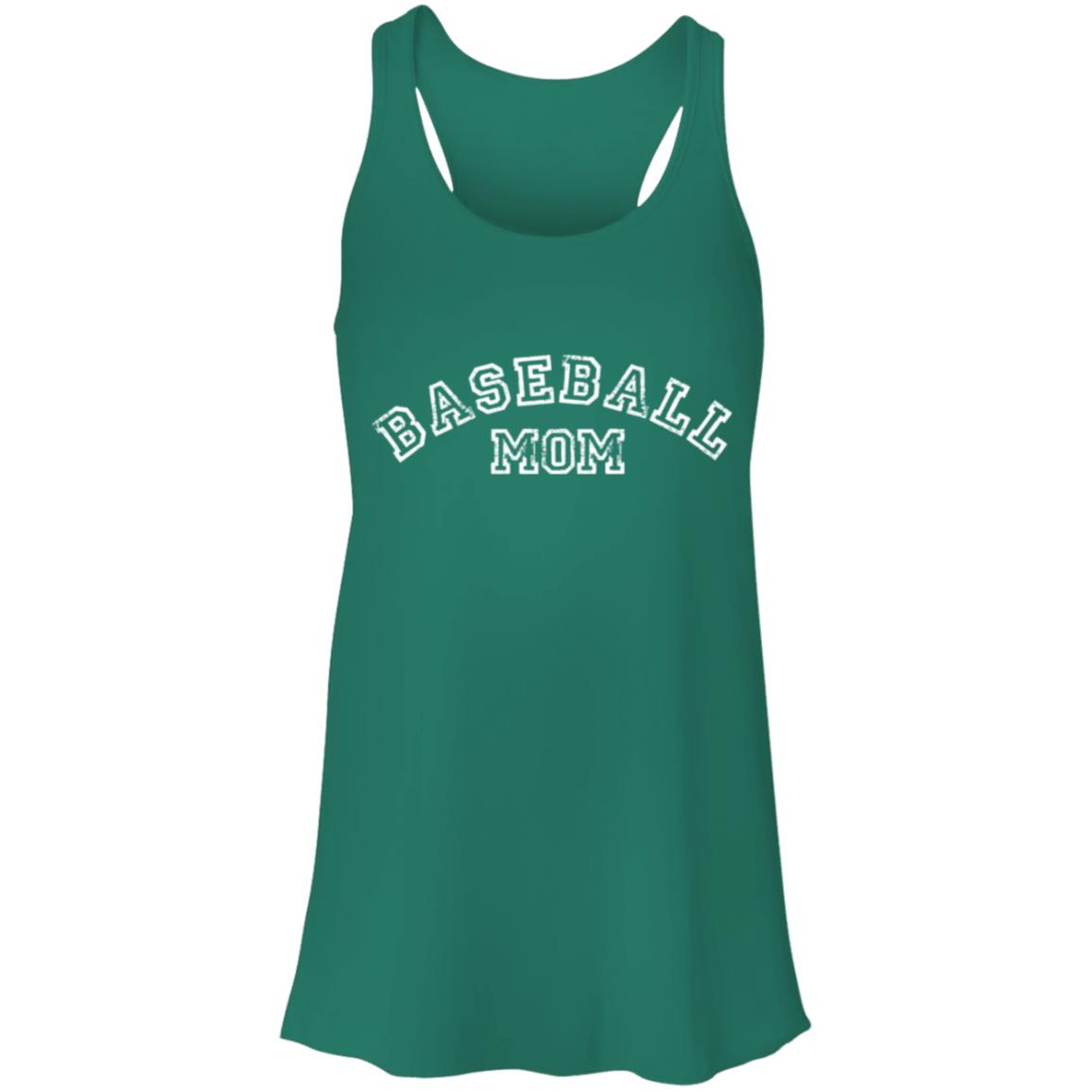 Baseball Mom Curved white B8800 Flowy Racerback Tank