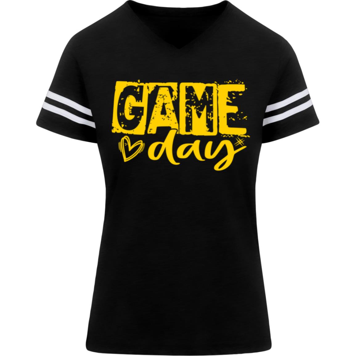 Game Day Grunge Yellow 3537 LAT Womens Football Tee