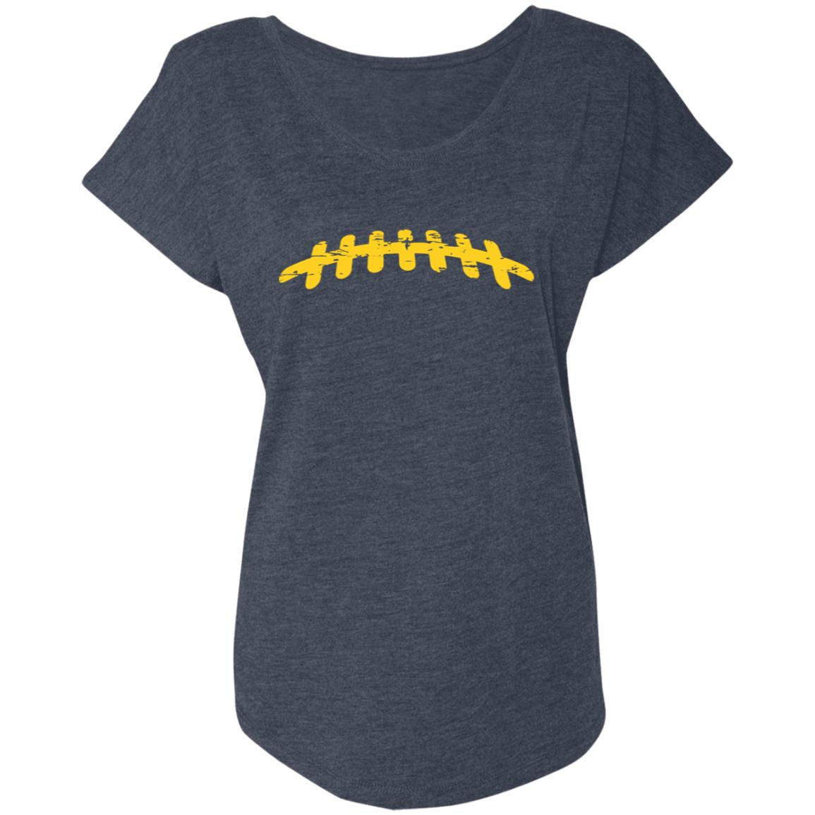 Football Laces Yellow NL6760 Ladies' Triblend Dolman Sleeve