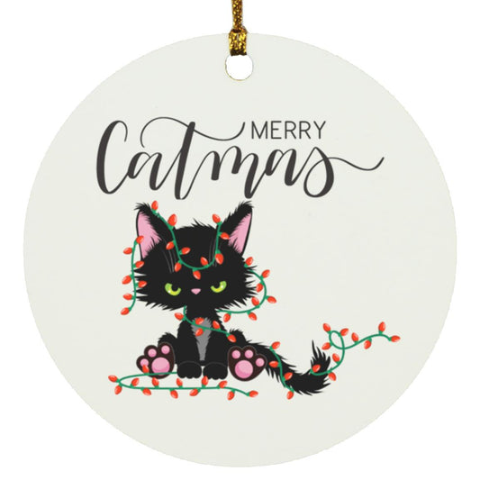 Merry Catmas Tangled Lights SUBORNC Circle Ornament